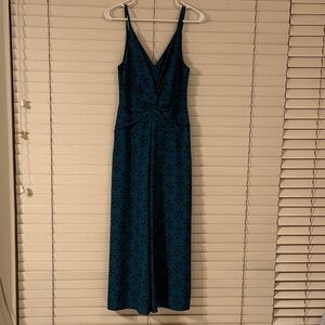 Chic Teal Floral Midi Dress